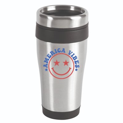 America Vibes Smiley 4th Of July 16oz Travel Tumbler