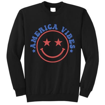 America Vibes Smiley 4th Of July Tall Sweatshirt