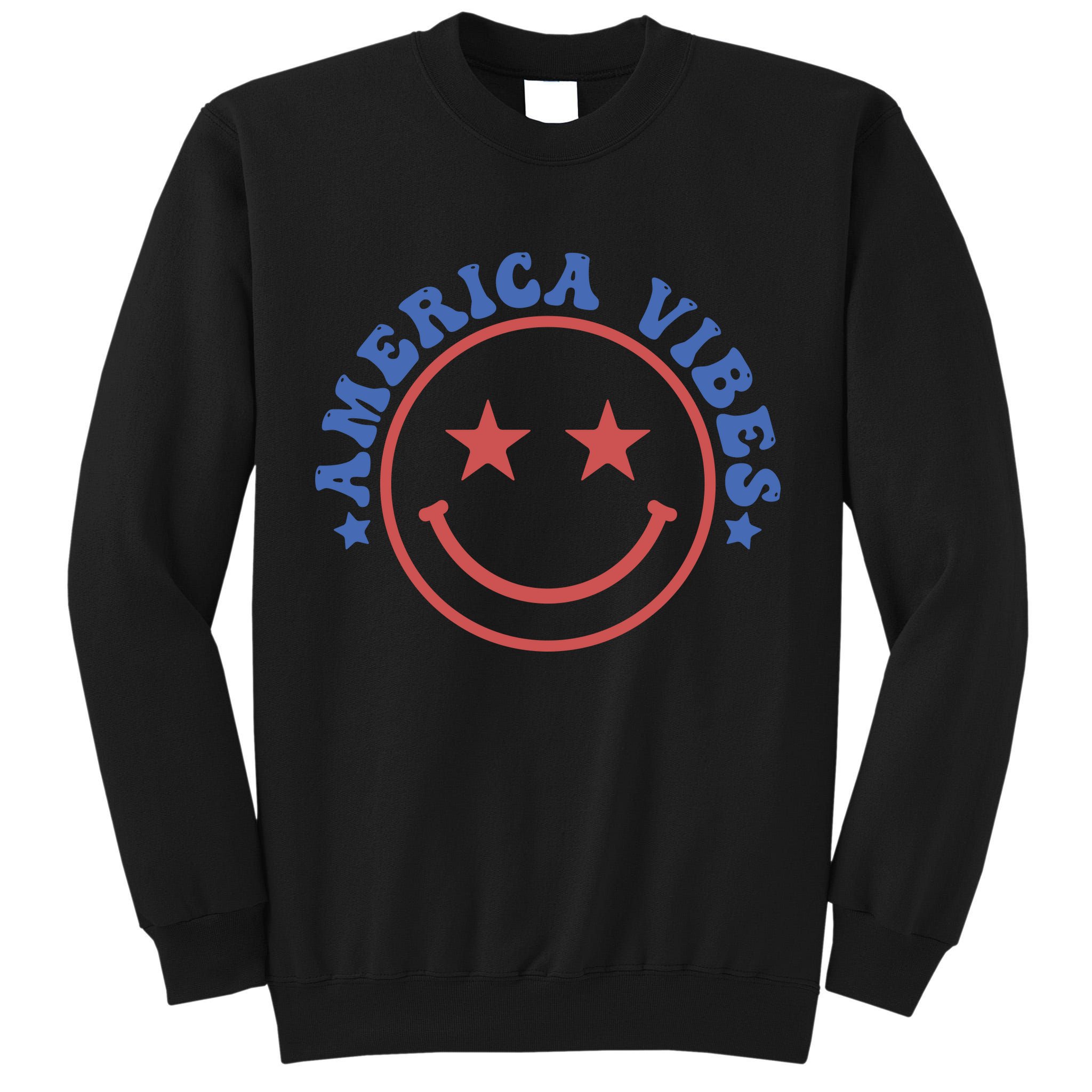 America Vibes Smiley 4th Of July Tall Sweatshirt