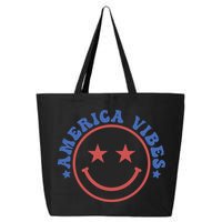America Vibes Smiley 4th Of July 25L Jumbo Tote