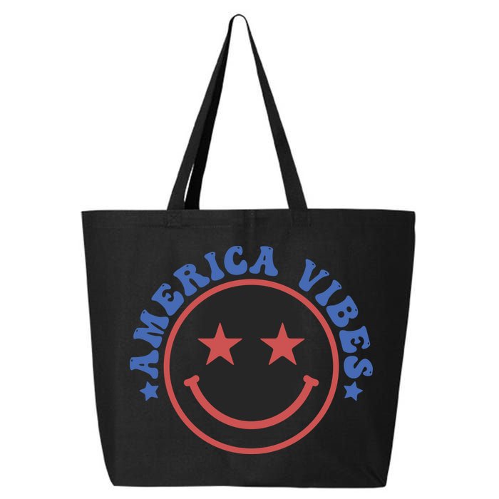 America Vibes Smiley 4th Of July 25L Jumbo Tote