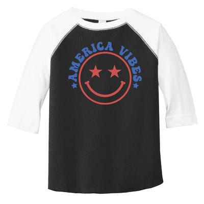 America Vibes Smiley 4th Of July Toddler Fine Jersey T-Shirt