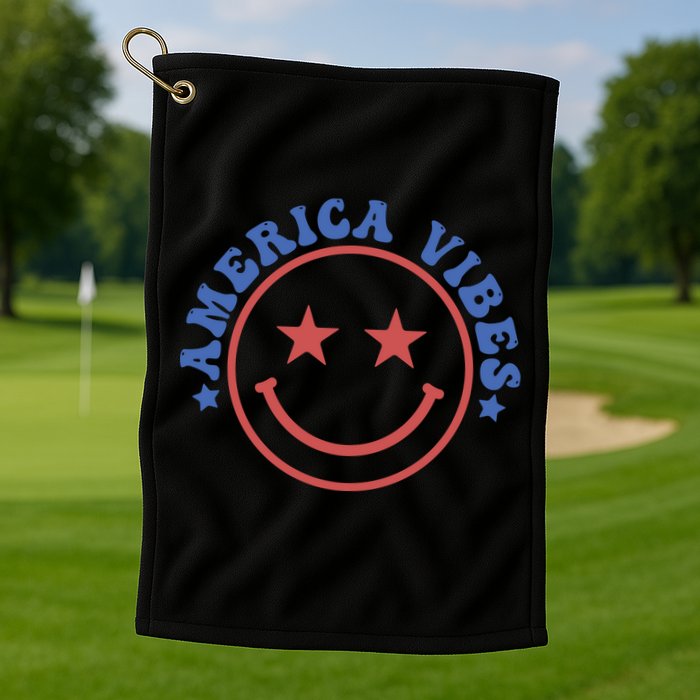 America Vibes Smiley 4th Of July Golf Towel