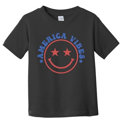 America Vibes Smiley 4th Of July Toddler T-Shirt