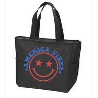 America Vibes Smiley 4th Of July Zip Tote Bag