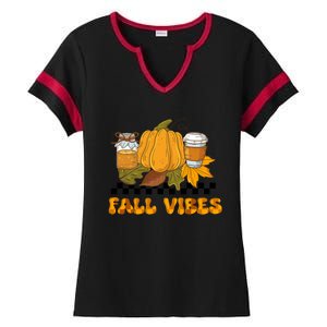 Autumn Vibes Seasonal Graphic Ladies Halftime Notch Neck Tee