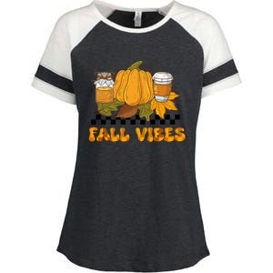 Autumn Vibes Seasonal Graphic Enza Ladies Jersey Colorblock Tee