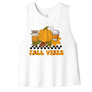 Autumn Vibes Seasonal Graphic Women's Racerback Cropped Tank