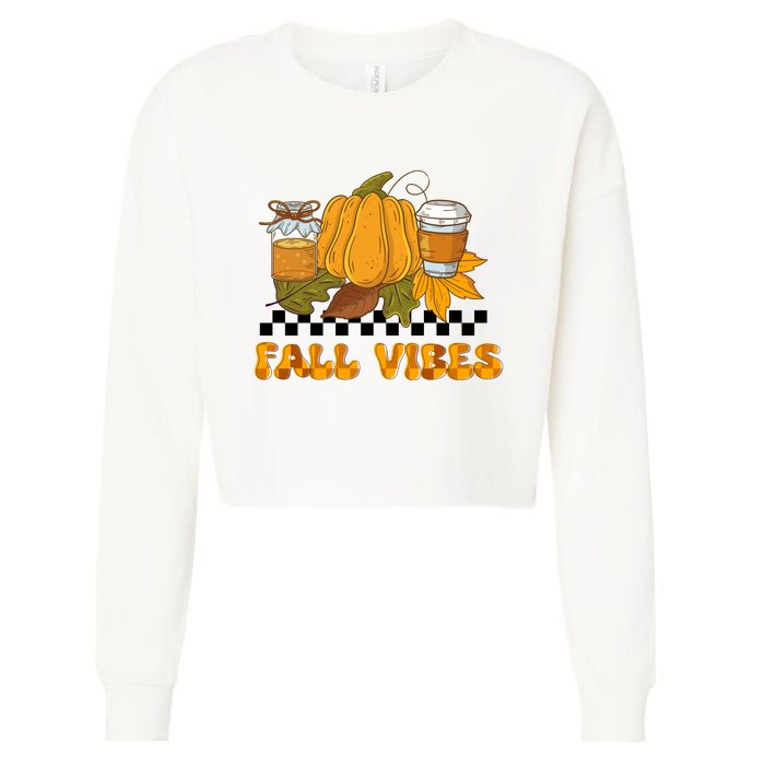 Autumn Vibes Seasonal Graphic Cropped Pullover Crew