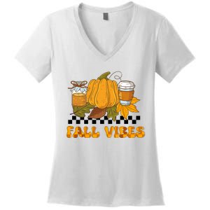 Autumn Vibes Seasonal Graphic Women's V-Neck T-Shirt