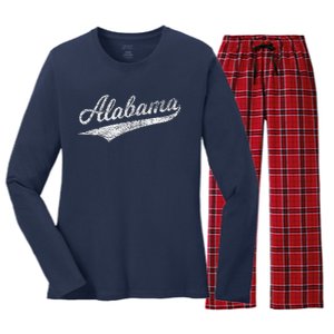 Alabama Varsity Script Classic Sports Jersey Style Women's Long Sleeve Flannel Pajama Set 