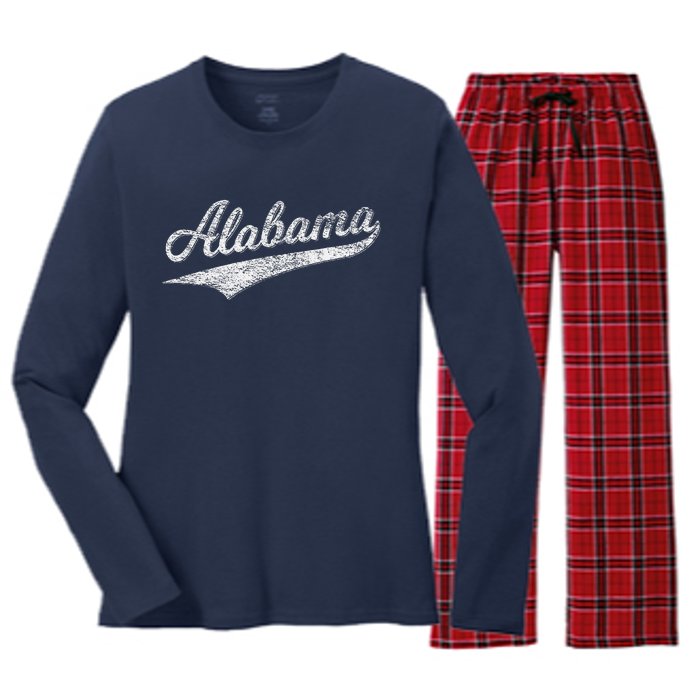 Alabama Varsity Script Classic Sports Jersey Style Women's Long Sleeve Flannel Pajama Set 