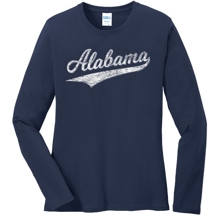 Alabama Varsity Script Classic Sports Jersey Style Ladies Long Sleeve Shirt