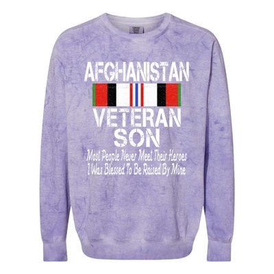 Afghanistan Veteran Son Gift Raised By My Hero Meaningful Gift Colorblast Crewneck Sweatshirt