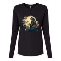 Aesthetic Vintage Samurai Japanese Art Samurai Retro Cherry Womens Cotton Relaxed Long Sleeve T-Shirt