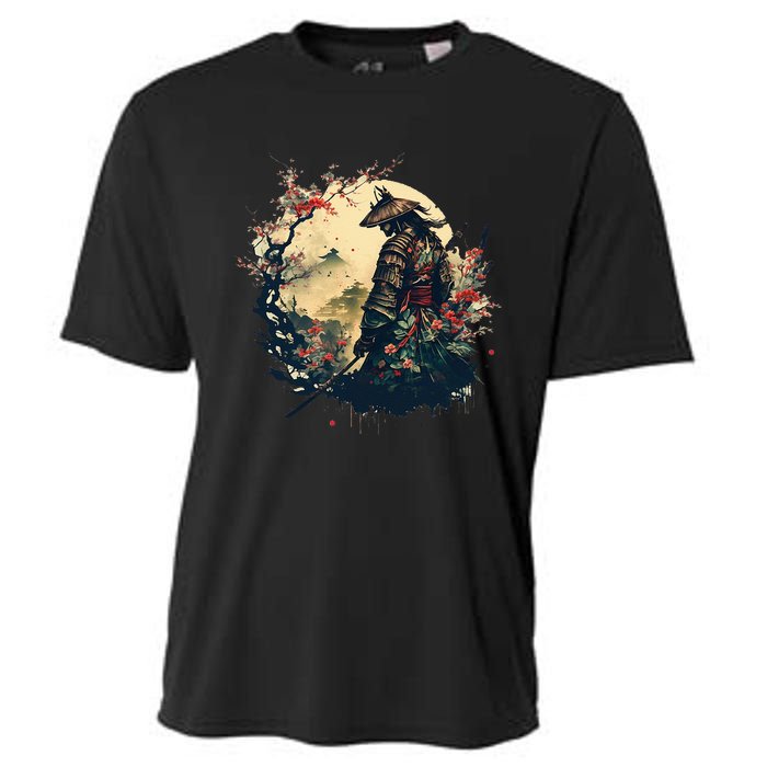 Aesthetic Vintage Samurai Japanese Art Samurai Retro Cherry Cooling Performance Crew T-Shirt