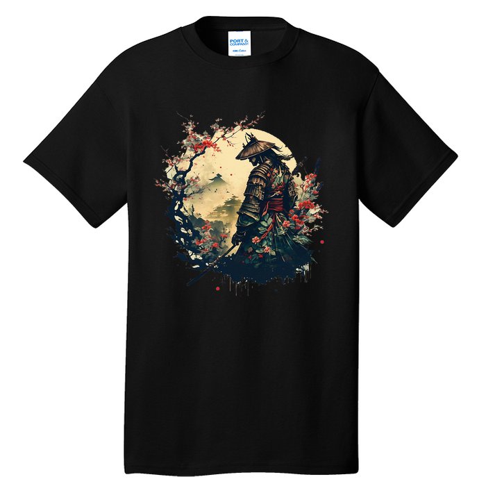 Aesthetic Vintage Samurai Japanese Art Samurai Retro Cherry Tall T-Shirt