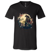 Aesthetic Vintage Samurai Japanese Art Samurai Retro Cherry V-Neck T-Shirt