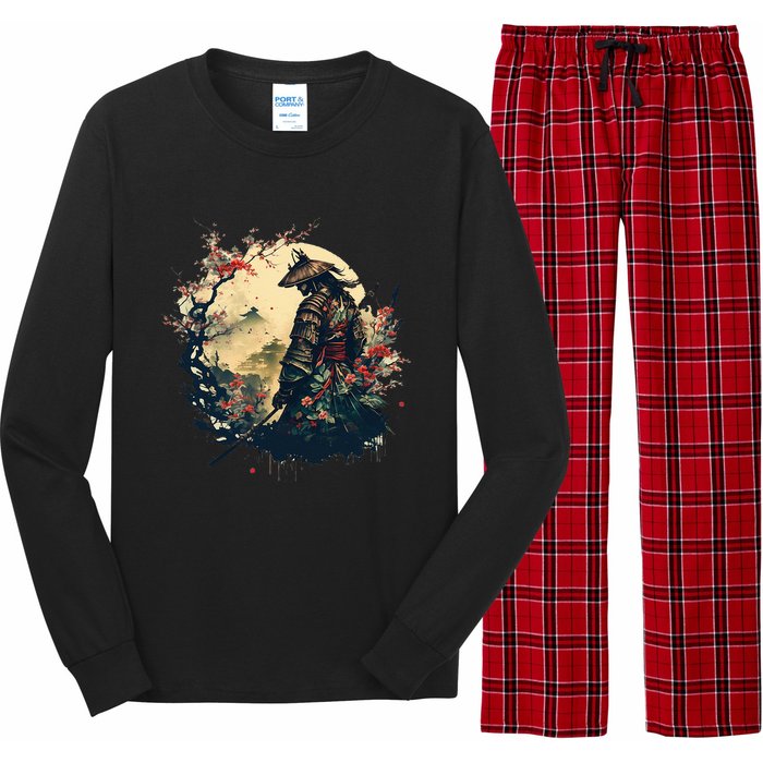 Aesthetic Vintage Samurai Japanese Art Samurai Retro Cherry Long Sleeve Pajama Set