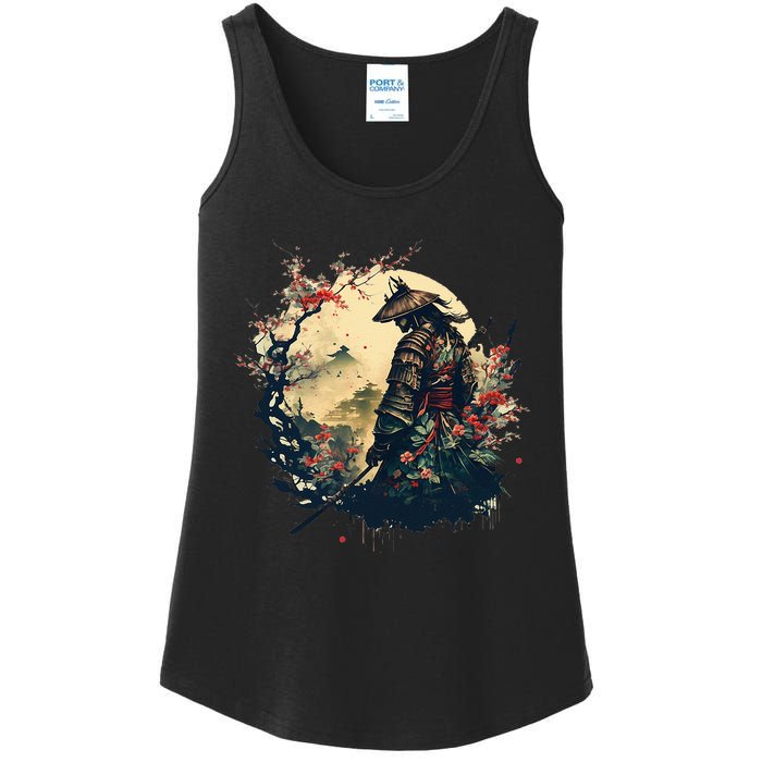 Aesthetic Vintage Samurai Japanese Art Samurai Retro Cherry Ladies Essential Tank