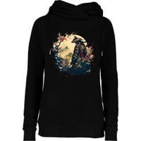 Aesthetic Vintage Samurai Japanese Art Samurai Retro Cherry Womens Funnel Neck Pullover Hood