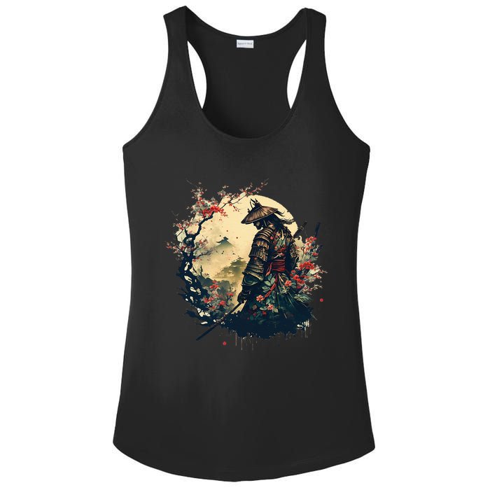 Aesthetic Vintage Samurai Japanese Art Samurai Retro Cherry Ladies PosiCharge Competitor Racerback Tank