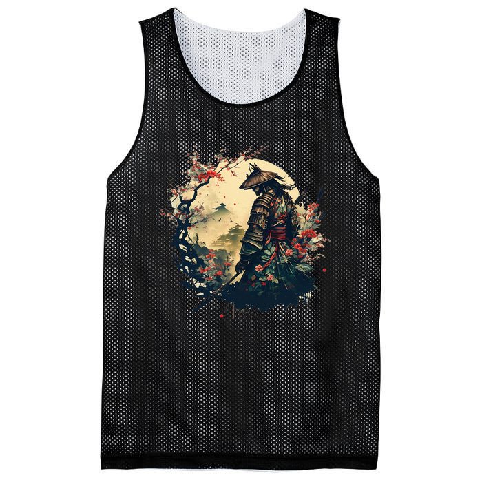 Aesthetic Vintage Samurai Japanese Art Samurai Retro Cherry Mesh Reversible Basketball Jersey Tank