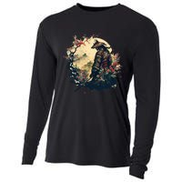 Aesthetic Vintage Samurai Japanese Art Samurai Retro Cherry Cooling Performance Long Sleeve Crew