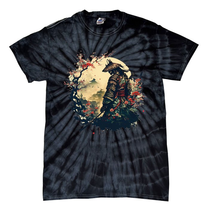 Aesthetic Vintage Samurai Japanese Art Samurai Retro Cherry Tie-Dye T-Shirt