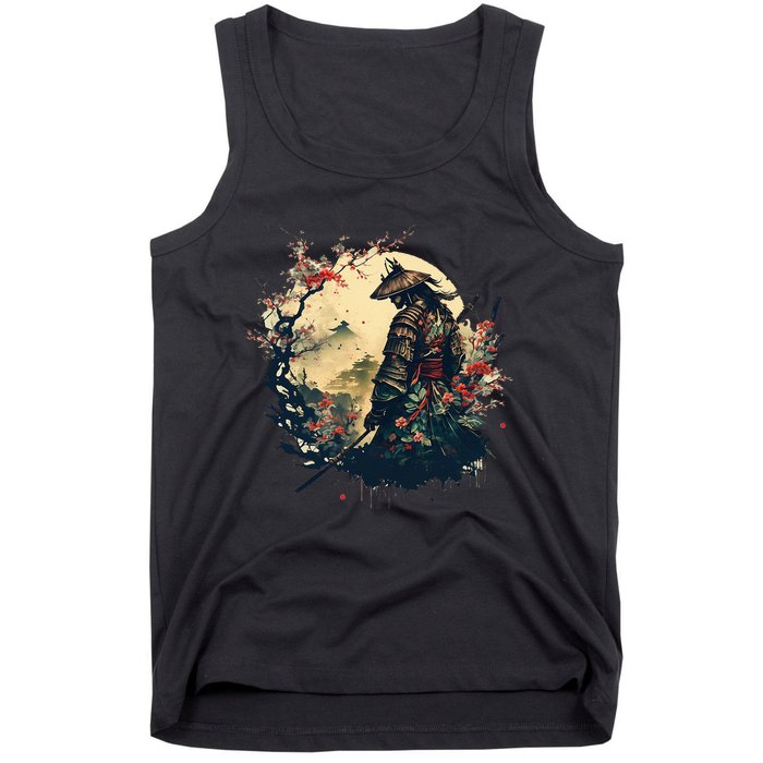 Aesthetic Vintage Samurai Japanese Art Samurai Retro Cherry Tank Top