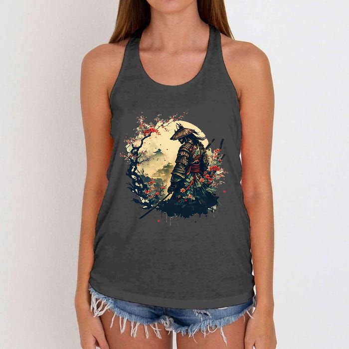 Aesthetic Vintage Samurai Japanese Art Samurai Retro Cherry Women's Knotted Racerback Tank