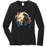 Aesthetic Vintage Samurai Japanese Art Samurai Retro Cherry Ladies Long Sleeve Shirt