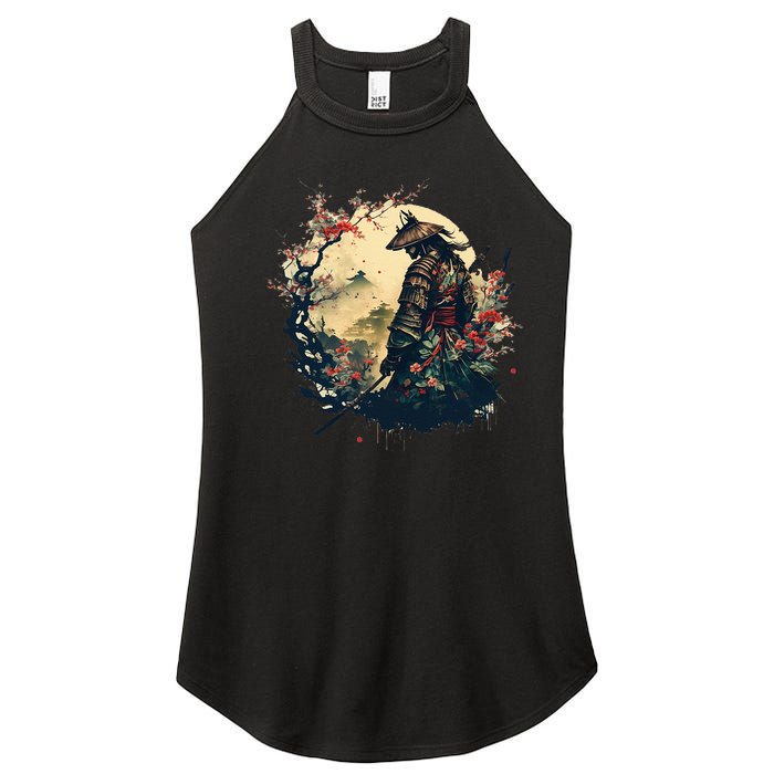 Aesthetic Vintage Samurai Japanese Art Samurai Retro Cherry Women's Perfect Tri Rocker Tank