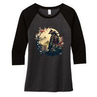 Aesthetic Vintage Samurai Japanese Art Samurai Retro Cherry Women's Tri-Blend 3/4-Sleeve Raglan Shirt