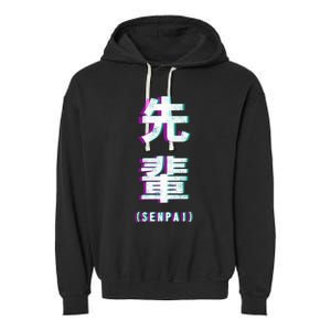 Aesthetic Vaporwave Senpai Funny Gift Fuzzy Print Garment-Dyed Fleece Hoodie