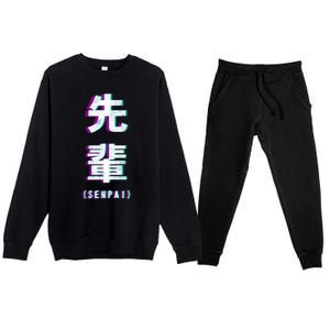 Aesthetic Vaporwave Senpai Funny Gift Fuzzy Print Premium Crewneck Sweatsuit Set