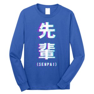 Aesthetic Vaporwave Senpai Funny Gift Fuzzy Print Long Sleeve Shirt