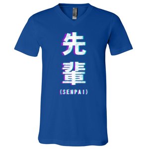 Aesthetic Vaporwave Senpai Funny Gift Fuzzy Print V-Neck T-Shirt