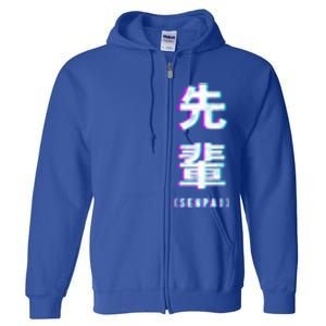 Aesthetic Vaporwave Senpai Funny Gift Fuzzy Print Full Zip Hoodie