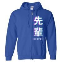 Aesthetic Vaporwave Senpai Funny Gift Fuzzy Print Full Zip Hoodie