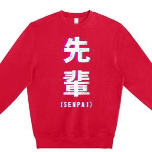 Aesthetic Vaporwave Senpai Funny Gift Fuzzy Print Premium Crewneck Sweatshirt