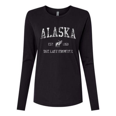 Alaska Vintage Sports Design Alaskan Moose Womens Cotton Relaxed Long Sleeve T-Shirt