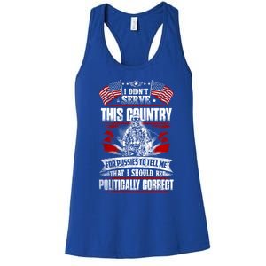 American Veteran Soldier Warrior Military America Flag Gift Women's Racerback Tank