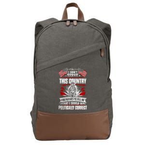 American Veteran Soldier Warrior Military America Flag Gift Cotton Canvas Backpack