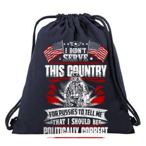 American Veteran Soldier Warrior Military America Flag Gift Drawstring Bag