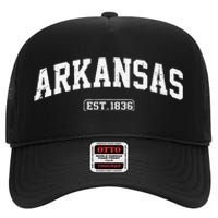 Arkansas Vintage State Athletic Style High Crown Mesh Back Trucker Hat