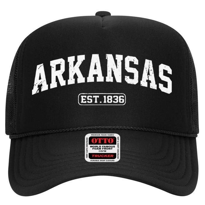 Arkansas Vintage State Athletic Style High Crown Mesh Back Trucker Hat