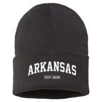 Arkansas Vintage State Athletic Style Sustainable Knit Beanie