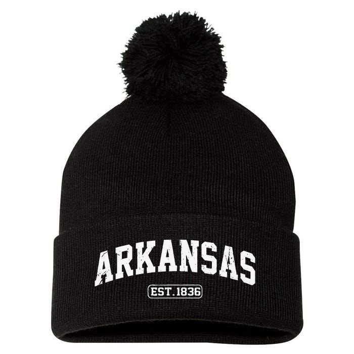 Arkansas Vintage State Athletic Style Pom Pom 12in Knit Beanie