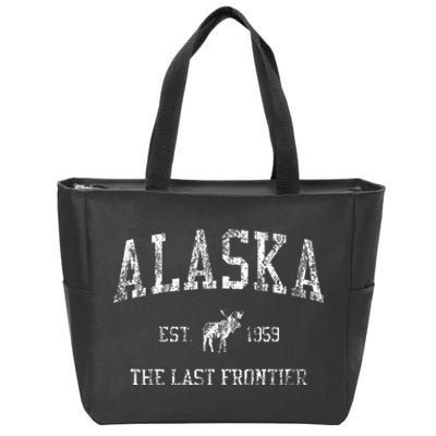 Alaska Vintage Sports Design Alaskan Moose Zip Tote Bag